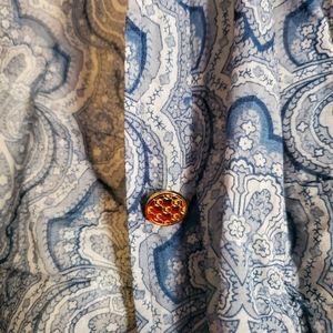 Michael Kors Blue Paisley Button Up Blouse